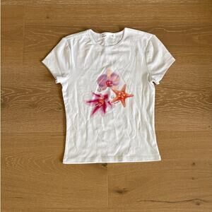 Supre x Sunny De Tee Floral Starfish Size XXS White Pink